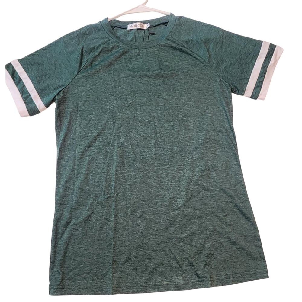 Adibosy Tee, Green w/white stripes, Small, NWT